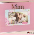 Pink Glass Photo Frame with Mirror Letters MUM 6